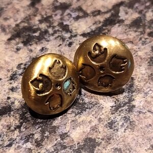 Patricia Nash Antique Gold Classic Grape Leaf Floret Dome-Shape Earrings